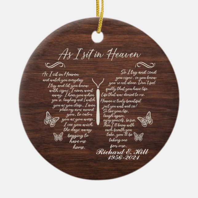 Personalized As I Sit In Heaven Christmas Ornament (Front)