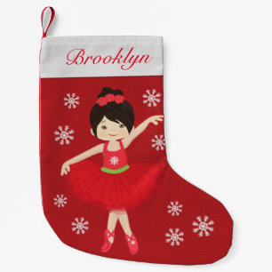 Personalized Asian Christmas Ballerina Small Christmas Stocking