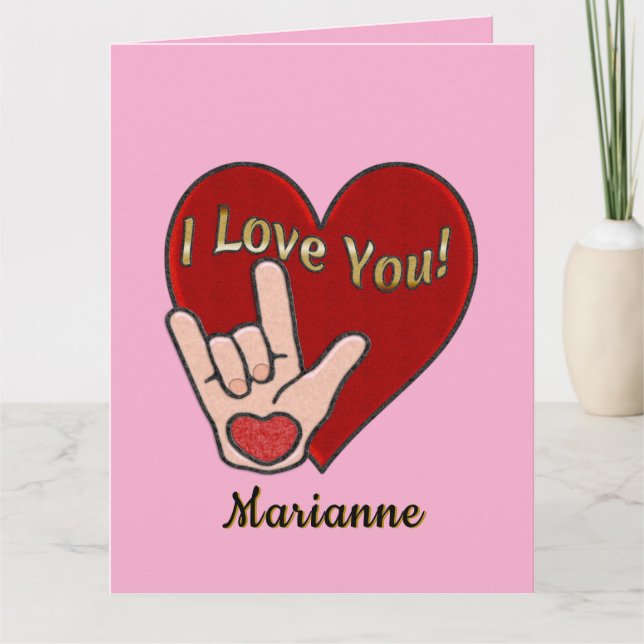 Personalized ASL I Love You Card (Front)