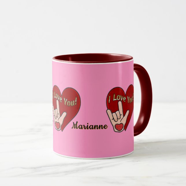 Personalized ASL I Love You Mug (Front Right)