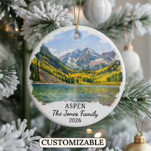 Personalized Aspen Ornament, Custom Colorado State Ceramic Ornament