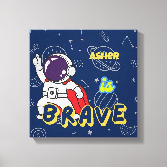 Personalized Astronaut Affirmation Deco | Brave Canvas Print (Front)
