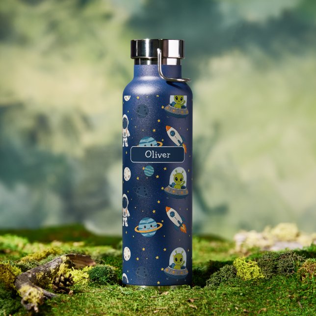 Personalized Astronaut Alien Rocket Space Explorer Water Bottle (Outdoor (Rotated))