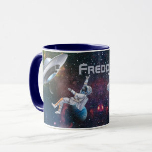 Personalized Astronaut and Flying Saucer Mug