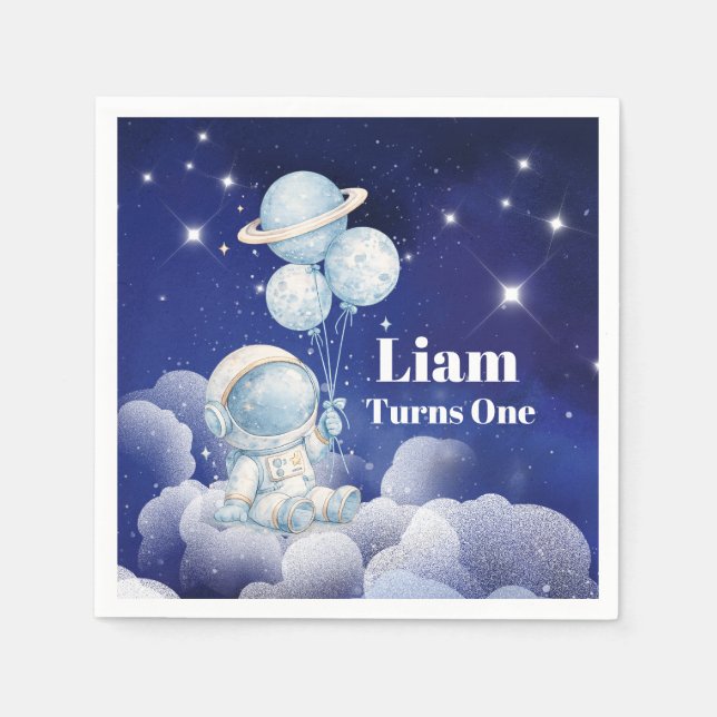 Personalized Astronaut Birthday Napkin (Front)