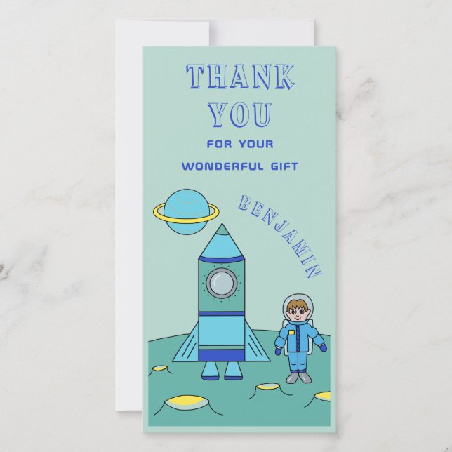 Personalized Astronaut Boy in Space Thank you (Front)