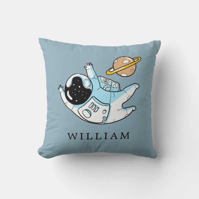 Personalized Astronaut Boy's Throw Pillow (Front)