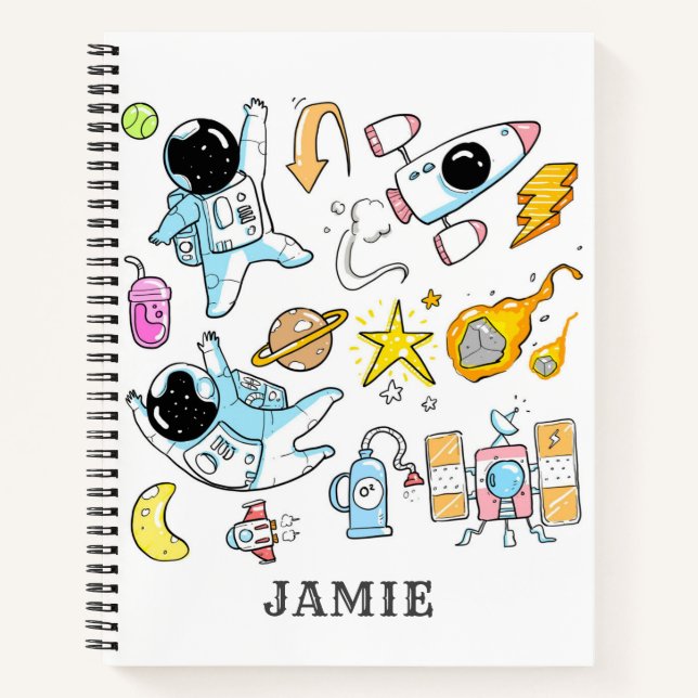 Personalized Astronaut Outer Space  Notebook (Front)