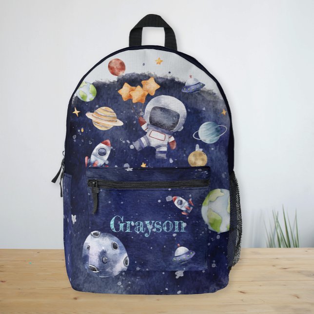 Personalized Astronaut Planet Galaxy Boys Printed Backpack (Personalized Astronaut Planet Galaxy Boys Printed Backpack)