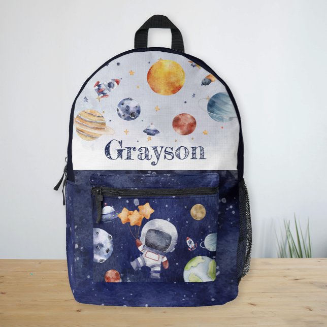 Personalized Astronaut Planet Galaxy Kids Printed Backpack (Personalized Astronaut Planet Galaxy Kids Printed Backpack)