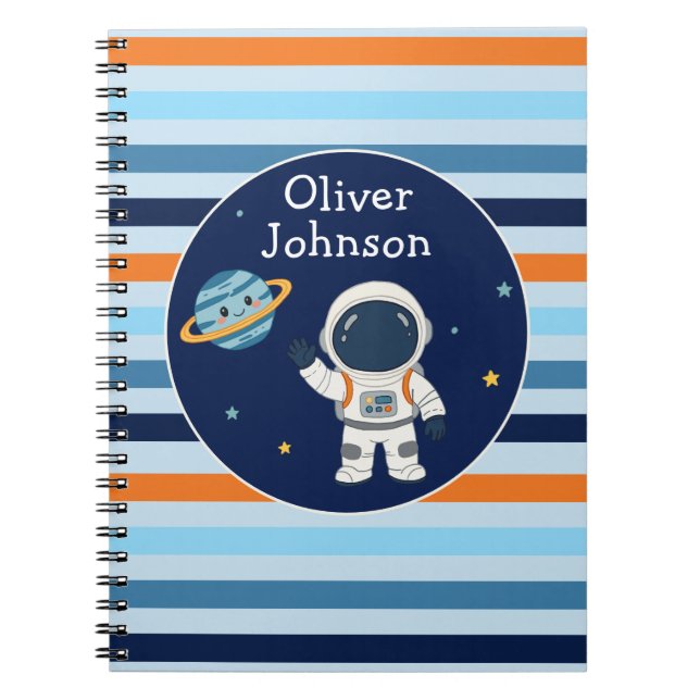 Personalized Astronaut Planet Space School Notebook (Front)