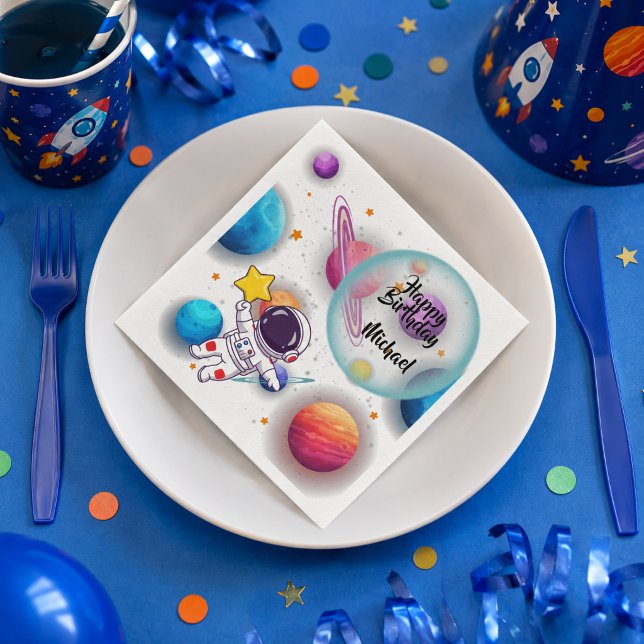 Personalized Astronaut & Planets Party Napkins (Creator Uploaded)