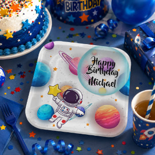 Personalized Astronaut & Planets Party Plates