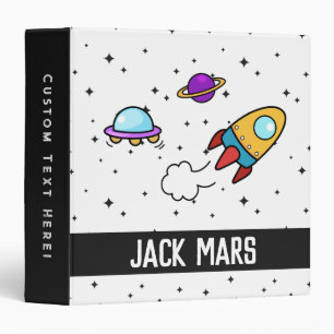 Personalized Astronaut Rocket Flag Back to School Binder