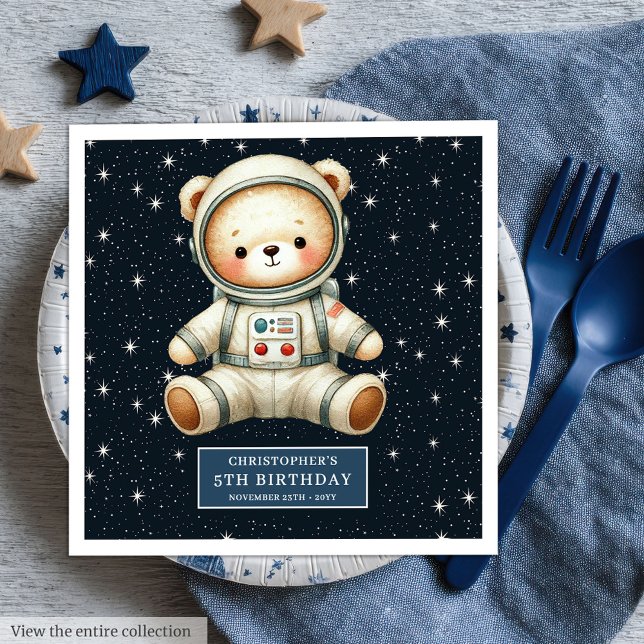 Personalized Astronaut Teddy Napkins Baby Shower B (Personalized Astronaut Teddy Napkins Baby Shower Boy)