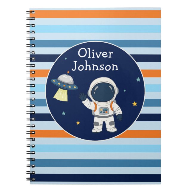 Personalized Astronaut UFO Space Explorer School Notebook (Front)
