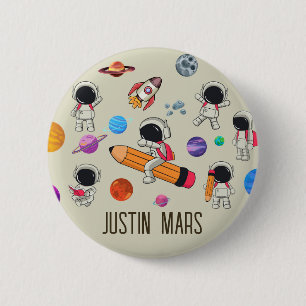 Personalized Astronauts and Planets Back to School 2 Inch Round Button