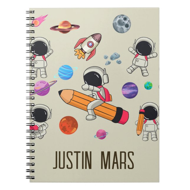 Personalized Astronauts and Planets Back to School Notebook (Front)