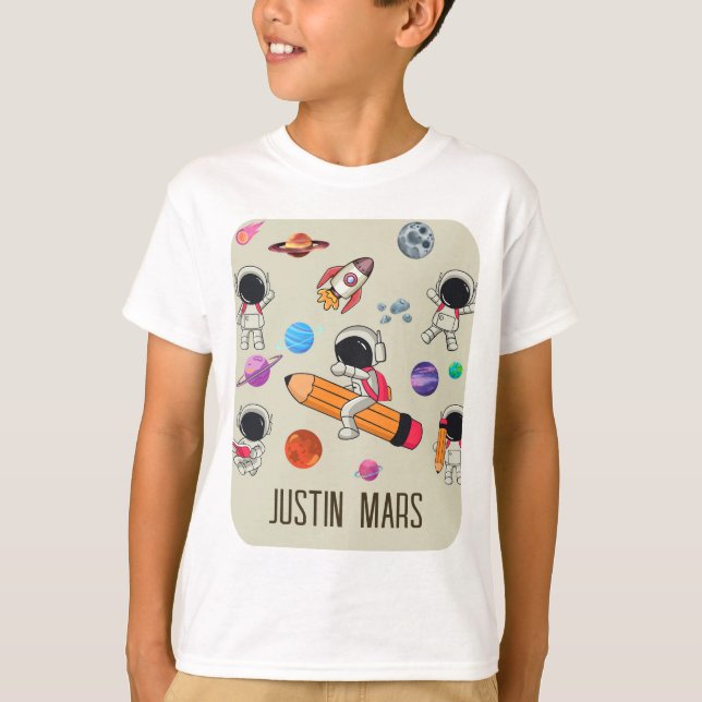 Personalized Astronauts and Planets Back to School T-Shirt (Front)