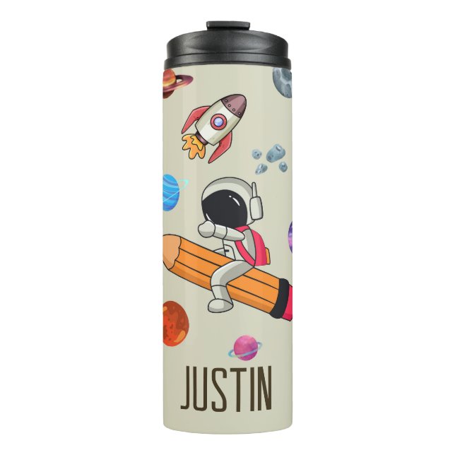 Personalized Astronauts and Planets Back to School Thermal Tumbler (Front)