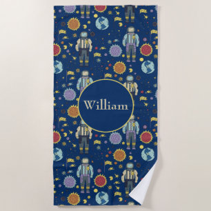 Personalized Astrounaut Space Man Colourful Beach Towel