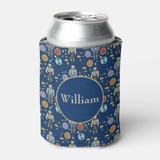 Personalized Astrounaut Space Man Colourful Can Cooler (Can Front)