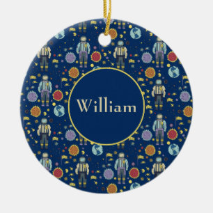 Personalized Astrounaut Space Man Colourful Ceramic Ornament