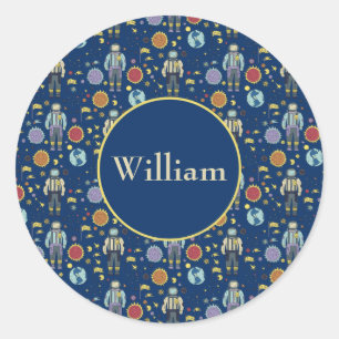 Personalized Astrounaut Space Man Colourful Classic Round Sticker