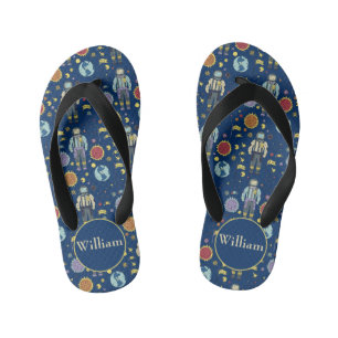 Personalized Astrounaut Space Man Colourful Kid's Flip Flops