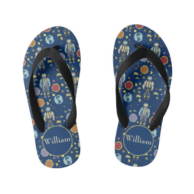 Personalized Astrounaut Space Man Colourful Kid's Flip Flops (Footbed)