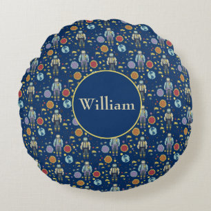 Personalized Astrounaut Space Man Colourful Round Pillow