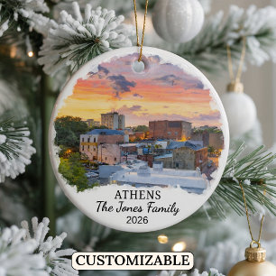 Personalized Athens Ornament, Custom Georgia Ceramic Ornament