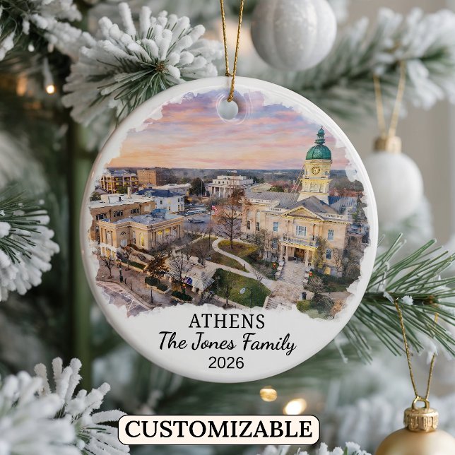Personalized Athens Ornament, Custom Georgia Ceramic Ornament (Creator Uploaded)