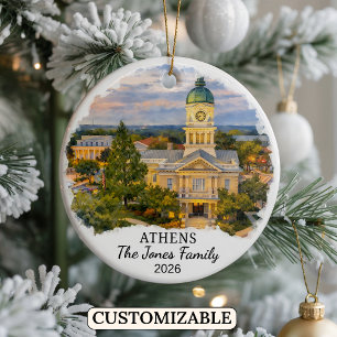 Personalized Athens Ornament, Custom Georgia Ceramic Ornament