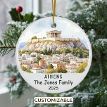 Personalized Athens Ornament, Greece Ceramic Ornament<br><div class="desc">A Personalized Travel Souvenir Ornament designed to celebrate your unforgettable trip. Whether you went for work, enjoyed a romantic getaway, or took part in a school exchange program, this ornament commemorates a special moment you’ll always cherish and want to remember for years to come. Celebrate the year you travelled, whether...</div>