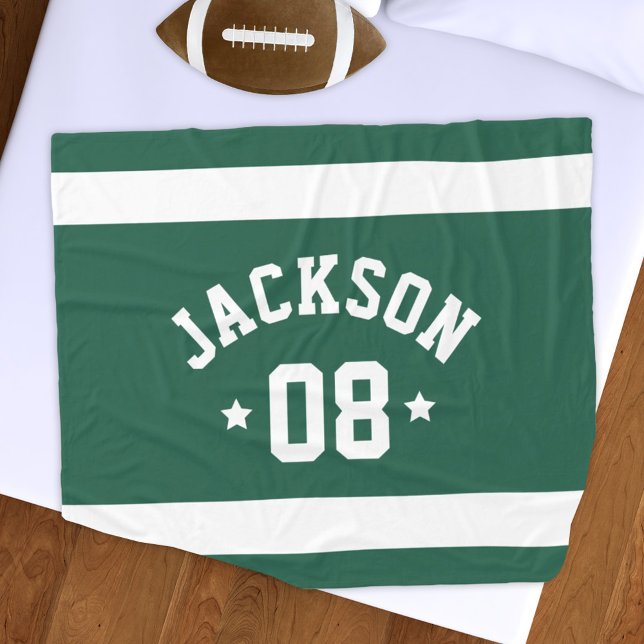 Personalized Athlete Name and Number Forest Green Fleece Blanket (Creator Uploaded)