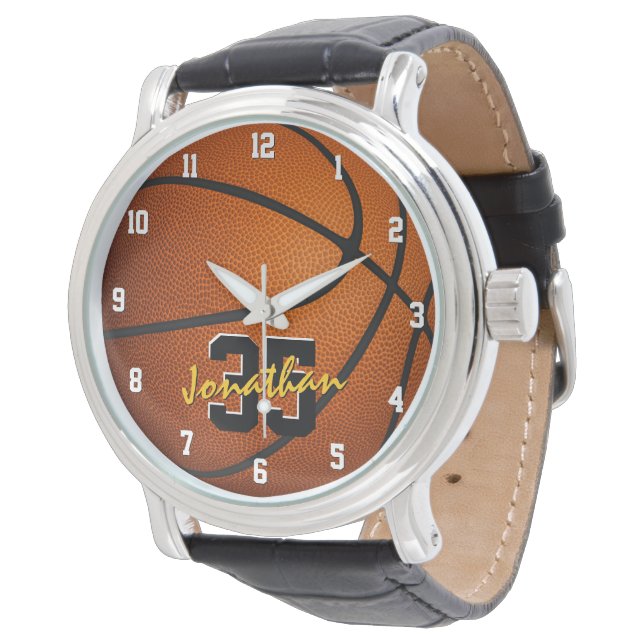 personalized athlete name jersey number basketball watch (Angled)