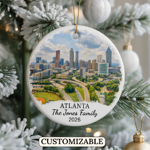 Personalized Atlanta Ornament, Custom Georgia Ceramic Ornament