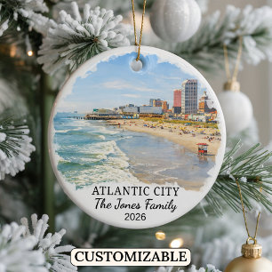 Personalized Atlantic City Ornament, New Jersey Ceramic Ornament