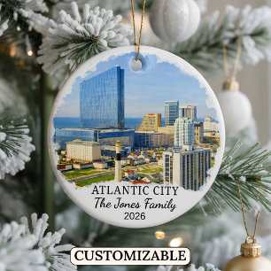 Personalized Atlantic City Ornament, New Jersey Ceramic Ornament