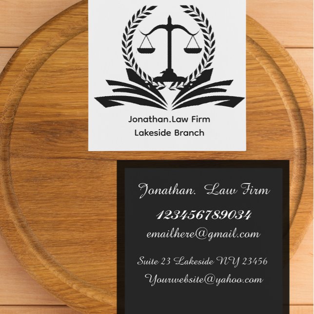 Personalized attorney engrave law firm square business card (Creator Uploaded)