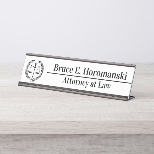 Personalized Attorney Name Paralegal Lawyer Law Desk Name Plate (Front)