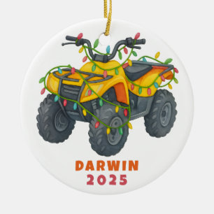 Personalized ATV Christmas Four Wheeler Holiday Ceramic Ornament