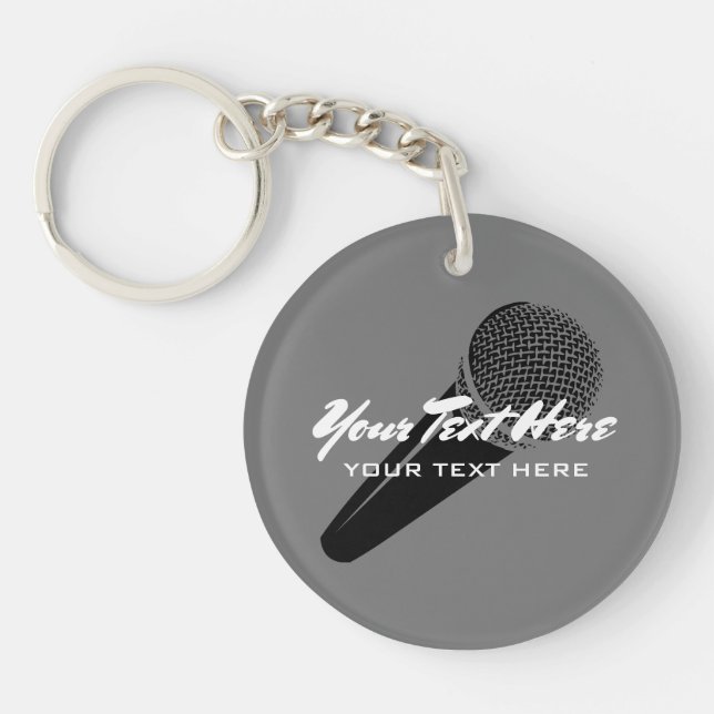 Personalized audio mic microphone icon keychain (Front)