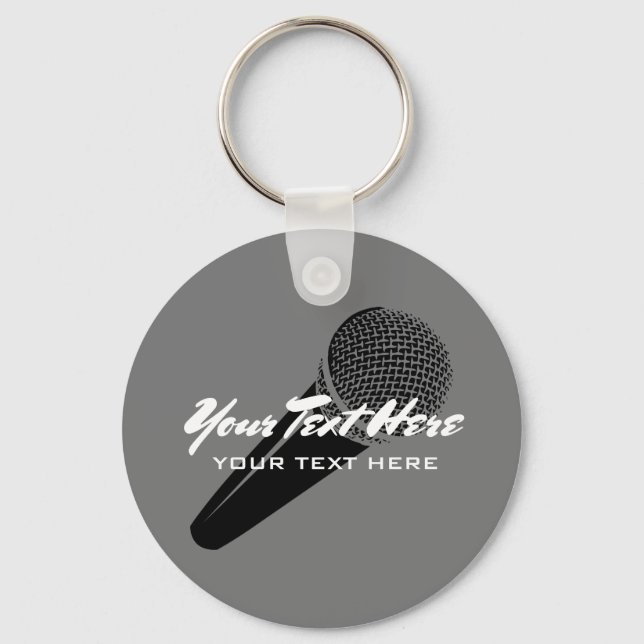 Personalized audio mic microphone icon keychain (Front)