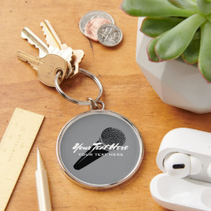 Personalized audio mic microphone logo keychains