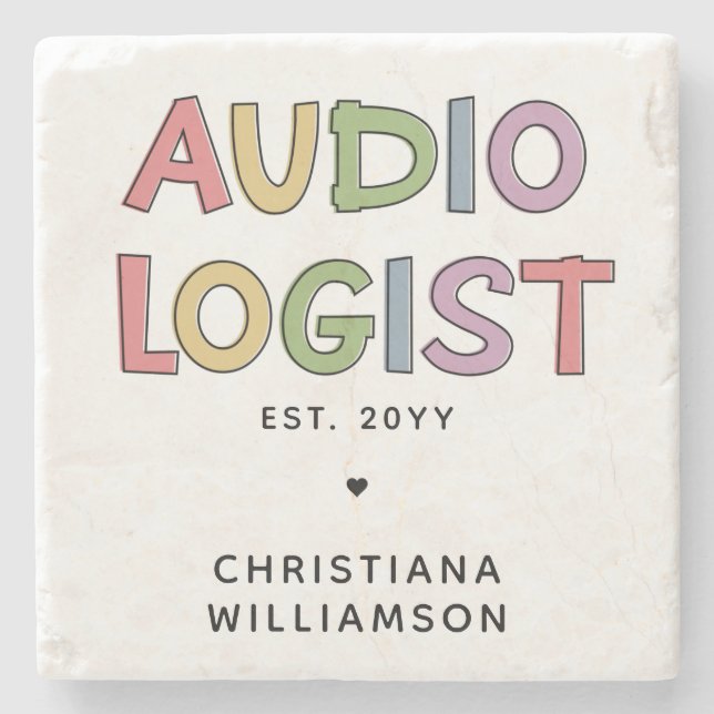 Personalized Audiologist Audiology Graduation Gift Stone Coaster (Front)