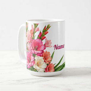 Personalized August Birth Flower Gladiolus Coffee Mug
