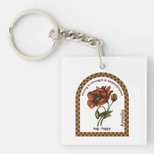 Personalized August Birth Month Flower  Keychain