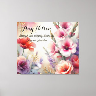 Personalized August Birthday Flowers Gift  Canvas Print